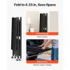 3-Tier Foldable Storage Shelf, 28W x 13D x 36H Inch Folding Metal Rack Shelving Unit, No Assembly Organizer Shelf with 5 Wheels & 4 Hooks for Pantry