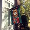 Pomeranian Holiday Christmas House Flag Large Porch Sleeve Pole Decorative Outside Yard Banner Artwork Wall Hanging, Polyester, House Size, Multicolor