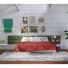 Jaxx Panelist Modern Padded Headboard  Set of 4 Wall Mounted Panels (Each 11.25" x 38") - King, Cypress Green Microvelvet