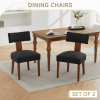 064-Set of 2 Linen Fabric Modern Armless Dining Chairs With Curved backrest and Solid Wooden Legs for Dining Room Living Room ,Black