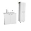 Safford 2 Piece Kitchen Set, Utility Sink Cabinet + Pantry Cabinet, White