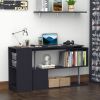 L-Shaped Desk 55" 360Ã‚Â° Rotating Black Corner Computer Workstation with Storage