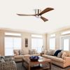 52" Flush Mount Solid Wood Blades Ceiling Fan with Lights Remote Control,Quiet DC Motor, 6 Speed ,Reversible Ceiling Fan for Patio Living Room, Bedroo
