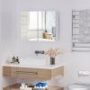 HOMCOM Bathroom Cabinet with Mirror Wall Mounted Modern Storage Double Door MDF White