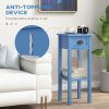 HOMCOM 2-Tier Side Table with Drawer Shelf, End Table for Living Room Hallway, Light Blue