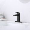 Matte Black Single Handle Bathroom Faucet with Deck For 1 or 3 Holes,Laundry Vanity Sink Faucet with Two 9/16" Hoses[Unable to ship on weekends]