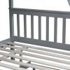 Twin Over Full Rubber Wood Bunk Bed with Trundle, Convertible Ladder and Guardrail, Detachable, Convertible Bed, with Twin Size Trundle ,Grey