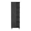 Corner Cabinet Womppi, Five Open Shelves, Single Door, Smokey Oak Finish