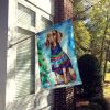 Coonhound Christmas House Flag Large Porch Sleeve Pole Decorative Outside Yard Banner Artwork Wall Hanging, Polyester, House Size, Multicolor
