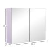 HOMCOM Bathroom Cabinet with Mirror Wall Mounted Modern Storage Double Door MDF White