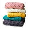 SOGA Green Diamond Pattern Knitted Throw Blanket  with Tassels