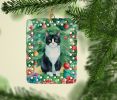Chantilly Tiffany Cat By the Christmas Tree Porcelain Ornament Christmas Tree Hanging Decorations for Home Christmas Holiday, Rectangle, Gift