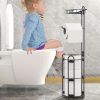 Toilet Paper Holder Stand, Black toilet Paper Holder Stand Stainless Steel Rustproof Tissue Roll Holder Floor Stand Storage for Bathroom