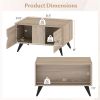 31.5" Multi-Storage Coffee Table - 3-Door Cabinet+Back Open Compartment, Natural Wood Texture