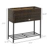 Outsunny Elevated Rattan Planter Box with Tool Storage, Indoor/Outdoor, 28" High
