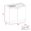 Safford 2 Piece Kitchen Set, Utility Sink Cabinet + Pantry Cabinet, White