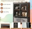 Industrial Coffee Bar Cabinet 2-Tier Storage Compartment Kitchen Pantry Cabinet with Open Shelves for Living Room