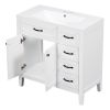 36' Bathroom Vanity with Sink Combo; White Bathroom Cabinet with Drawers; Solid Frame and MDF Board