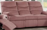 Luxurious Velvet Blush Pink Color 3-Seater Manual Recliner Sofa Couch Manual Motion Plush Armrest Living Room Furniture 1pc Sofa Couch