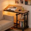 Adjustable height C table, mobile side table, home office desk, coffee table, suitable for small spaces