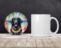 Flat-Coated Retriever Luau Large Sandstone Coasters Pack of 4 Absorbent Round Coasters Decor Gifts for Men or Women, 4 in, Multicolor