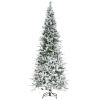 9ft Unlit Snow Flocked Pine Artificial Christmas Tree with Realistic Branches and 1159 Tips, Green