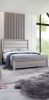 1pc Queen Panel Bed Plush Channel Tufted Headboard Neutral Gray Driftwood Finish Contemporary Design