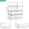 Stackable Storage Drawers Set of 6, Clear Plastic Organizer Bins for Bathroom Supplies,Ideal for Cabinet,Pantry,Laundry Room Organization