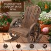 Outsunny Adirondack Rocking Chair, Outdoor Rocker All-Weather Patio Seat with Slatted Design & Oversize Back for Porch, Poolside & Garden, Brown
