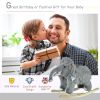 Qaba Gray Mammoth Elephant Plush Rocking Horse, Realistic Sounds, Soft Ride-On Rocker for Kids, Ideal Toddler Toy, 18-36 Months