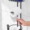 Toilet Paper Holder Stand, Black toilet Paper Holder Stand Stainless Steel Rustproof Tissue Roll Holder Floor Stand Storage for Bathroom