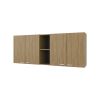 Luray Wall Cabinet kitchen in Melamine wit 4 Doors and Open Storage, Natural Oak