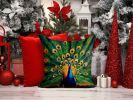 Peacock Throw Pillow Machine Washable, Indoor Outdoor Decorative Pillow for Couch, Bed or Patio, 14Hx14W