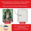 Owyhee Bob Cat By the Christmas Tree Porcelain Ornament Christmas Tree Hanging Decorations for Home Christmas Holiday, Rectangle, Gift, Multicolor