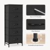 5 Fabric Dresser with 5 Storage Drawers, TV Stand with Wooden Top Metal Frame for Clothes, Living Room, Hallway, Entryway, Black
