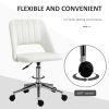 Vinsetto Mid-Back Home Office Chair, Velvet Fabric Swivel Scallop Shape Computer Desk Chair for Home Office or Bedroom, Cream White