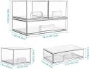 Stackable Storage Drawers Set of 3,Clear Plastic Organizer Bins for Makeup, Cosmetics, Beauty Supplies,Ideal for Vanity, Bathroom,Cabinet