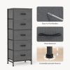 5 Fabric Dresser with 5 Storage Drawers, TV Stand with Wooden Top Metal Frame for Clothes, Living Room, Hallway, Entryway, Gray