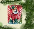 Pomeranian Christmas Porcelain Ornament Christmas Tree Hanging Decorations for Home Christmas Holiday, Rectangle, Gift, Multicolor