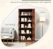 Brown 63'' 2-Door Kitchen Pantry Freestanding Storage Cabinet with 5-Tier Shelving And 2 Adjustable Shelves for Dining Room