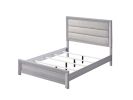 1pc Queen Panel Bed Plush Channel Tufted Headboard Neutral Gray Driftwood Finish Contemporary Design