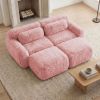 80''Soft Plush Fabric,Boneless Sofa,No Assembly Required,Bottom Anti-Slip Design With Chaise,With Ottoman And Throw Pillows,Deep Seat Design