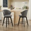 008-Set of 2 Counter Height Swivel Bar Stools, Chenille Upholstered Chairs with Wide Backrest for Bar, Kitchen Island, Dining Room, Dark Grey