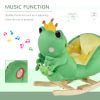 Qaba Green Frog Rocking Horse Toy for Kids, Fun Music, Seat Belt & Soft Plush Hand Puppet, Perfect Toddler Ride-On Rocker, 18-36 Months