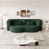 Modern Floor Sofa with 2 Pillows,Convertible Teddy Fabric Foam-Filled Sleeper Sofa Bed,15" Full Size Folding Mattress for Living Room,Guest Bed,Playro