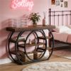 120 Cm Industrial Style Multi-step Console Table with Metal Frame 5-Tier Narrow Sofa Table for Living Room Decor