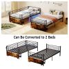 Bunk Bed with USB Charging Station, Able to Split, Metal Bunk Bed, Storage Space, Bed with Safety Guardrail & Ladders, No Box Spring Needed