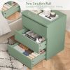 3 Drawers Nightstand, Small Sofa Table, Wooden Storage Cabinet for Living Room, Green Finish