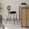Set of 2 Modern Velvet Counter Stools with Upholstery Black