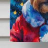 Yorkshire Terrier Christmas House Flag Large Porch Sleeve Pole Decorative Outside Yard Banner Artwork Wall Hanging, Polyester, House Size, Multicolor